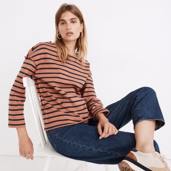 Madewell Tops - MADEWELL Luxe Long-Sleeve Tee in Casler Stripe
